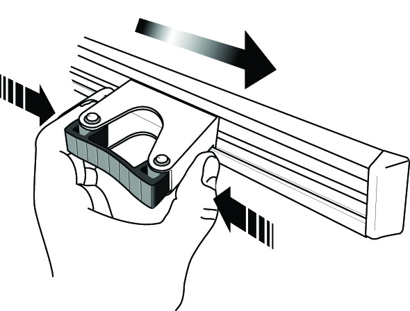 Toolflex Alu-Schiene 90 cm mit schwarzen Endstücken, bestückt mit 5 schwarzen Halterungen 20-30 mm