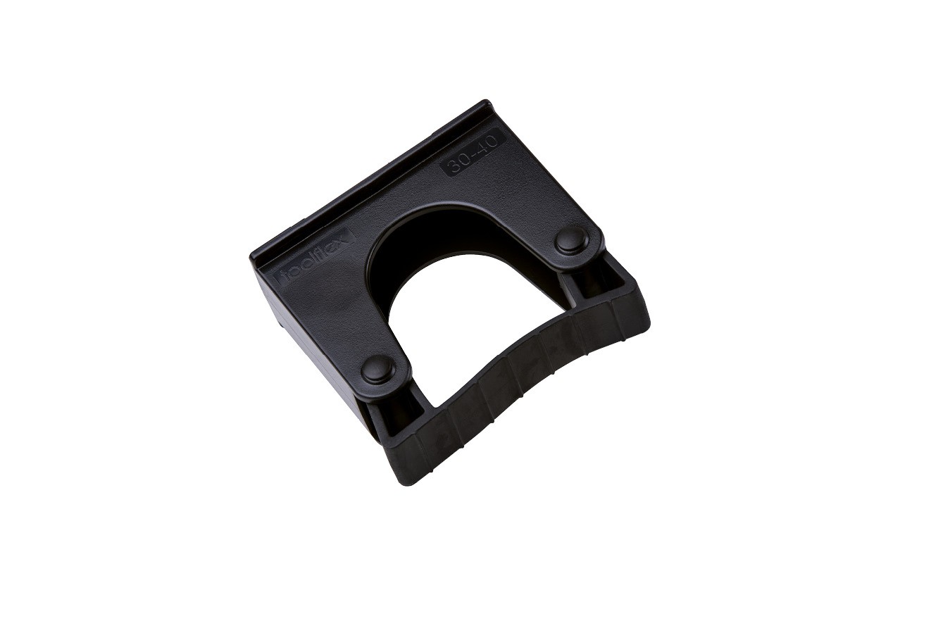 Toolflex Halterungen 30-40 mm für Alu-Schiene in schwarz mit schwarzen Pins im 2er-Pack