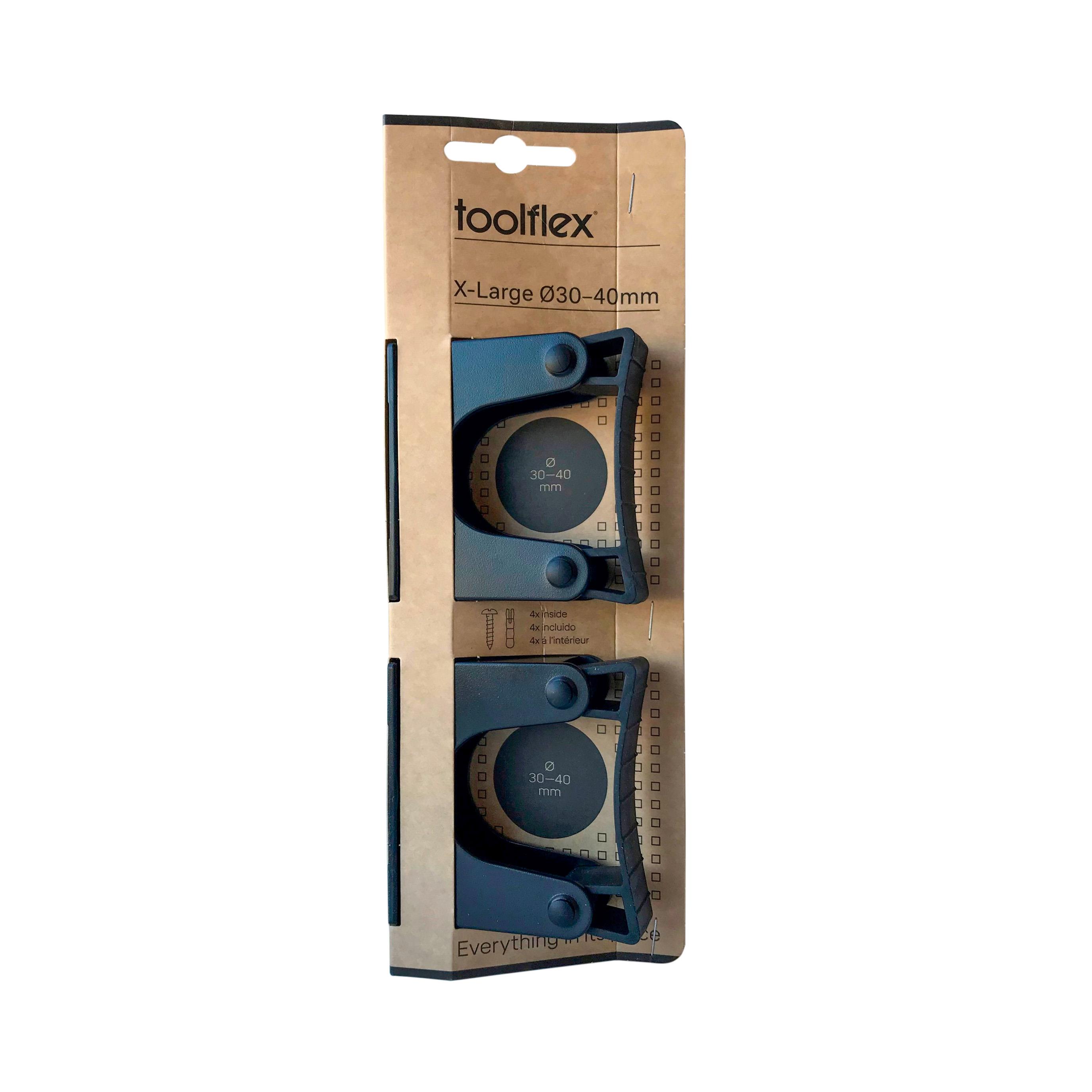 Toolflex Halterungen 30-40 mm für Alu-Schiene in schwarz mit schwarzen Pins im 2er-Pack