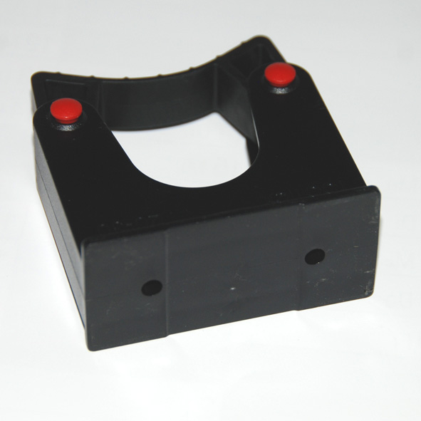 Toolflex Halterung 20-30 mm für Alu-Schiene in schwarz mit roten Pins