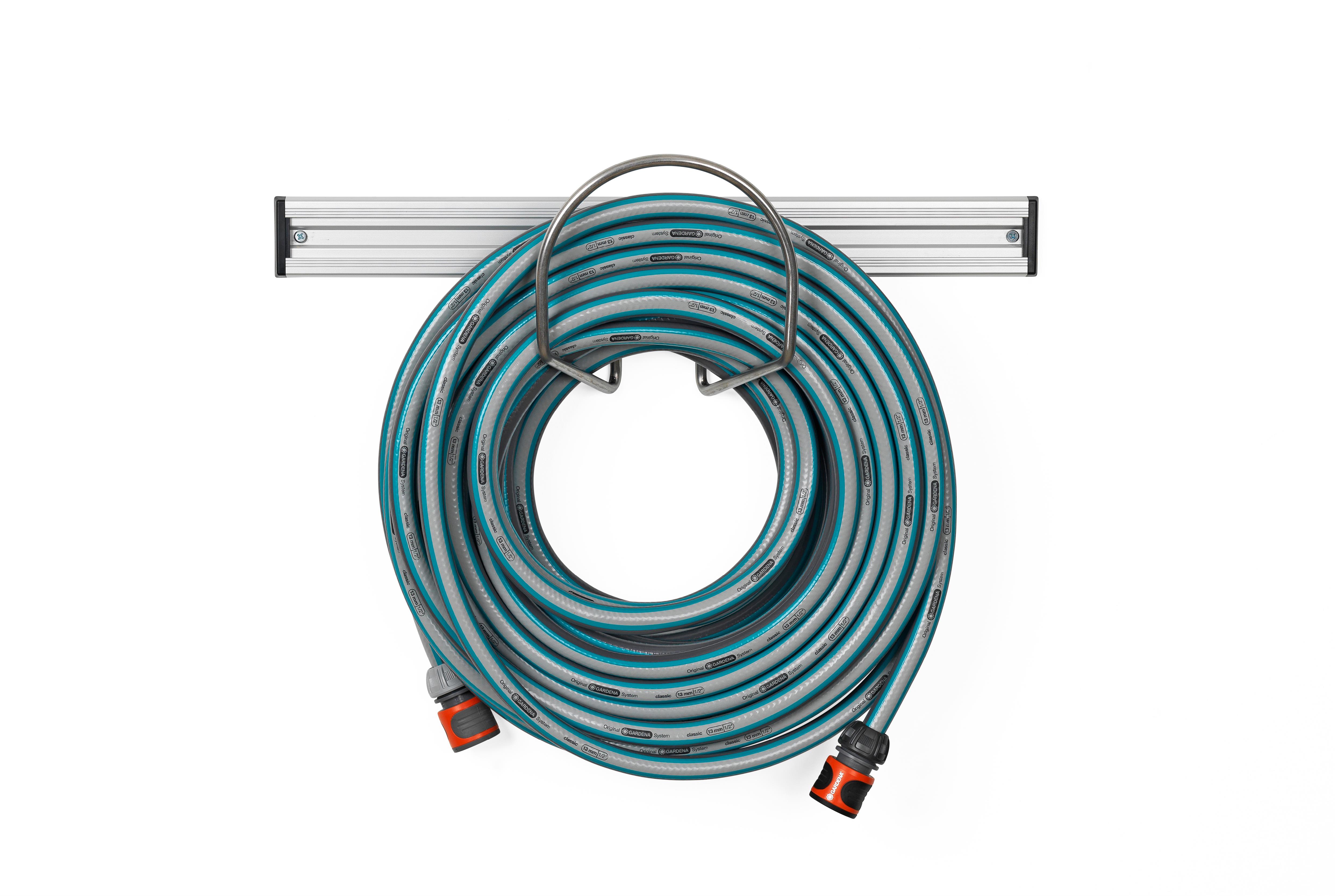 Toolflex Alu-Schiene 50 cm mit grünen Endstücken, bestückt mit 3 grünen Halterungen 25-35 mm