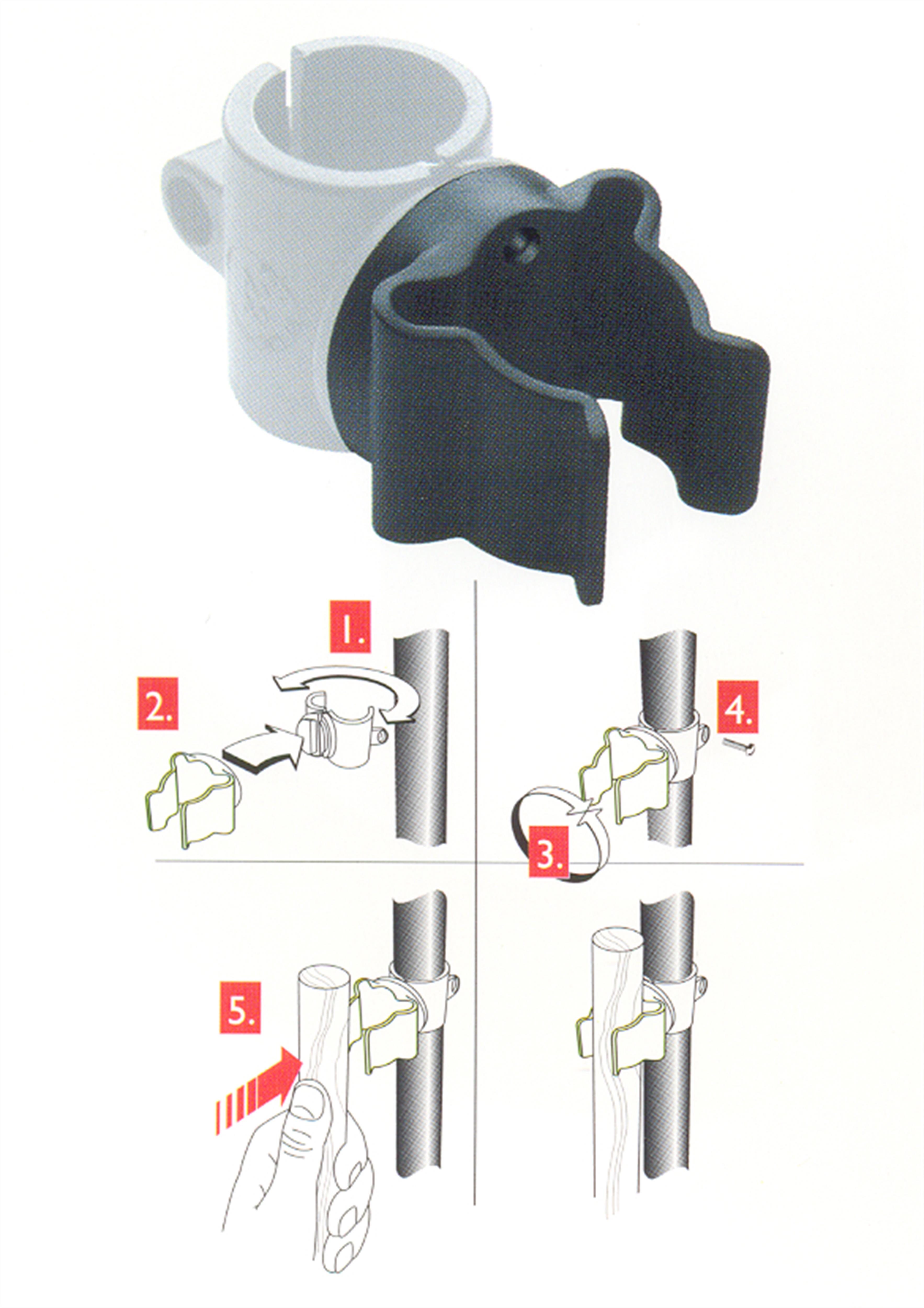 Toolflex Micky-Clip 17-20 mm für Rohrbefestigung in schwarz