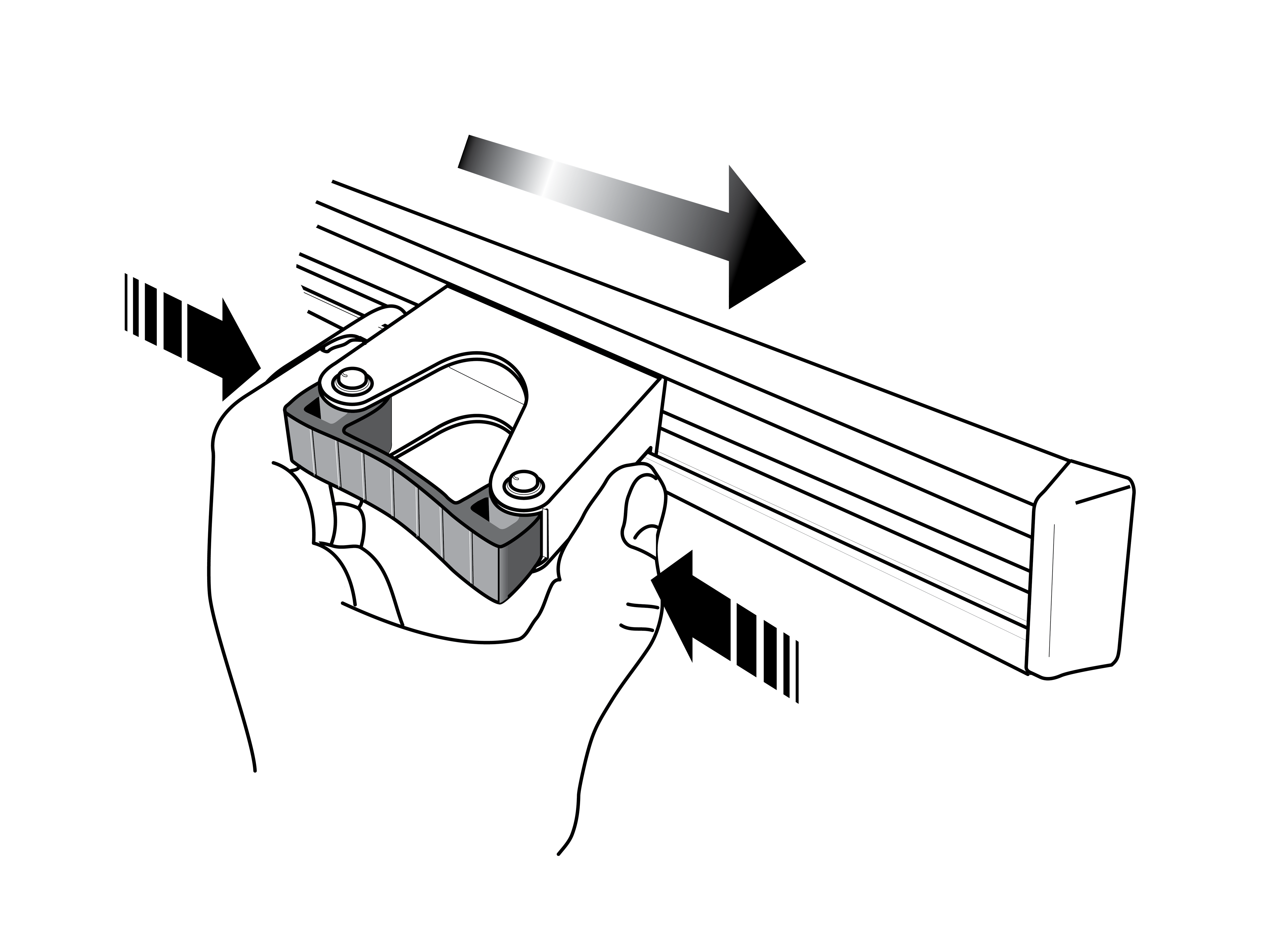 Toolflex Alu-Schiene 90 cm mit schwarzen Endstücken, bestückt mit 3 Halter 20-30mm und 2 Haltern 30-40 mm in schwarz