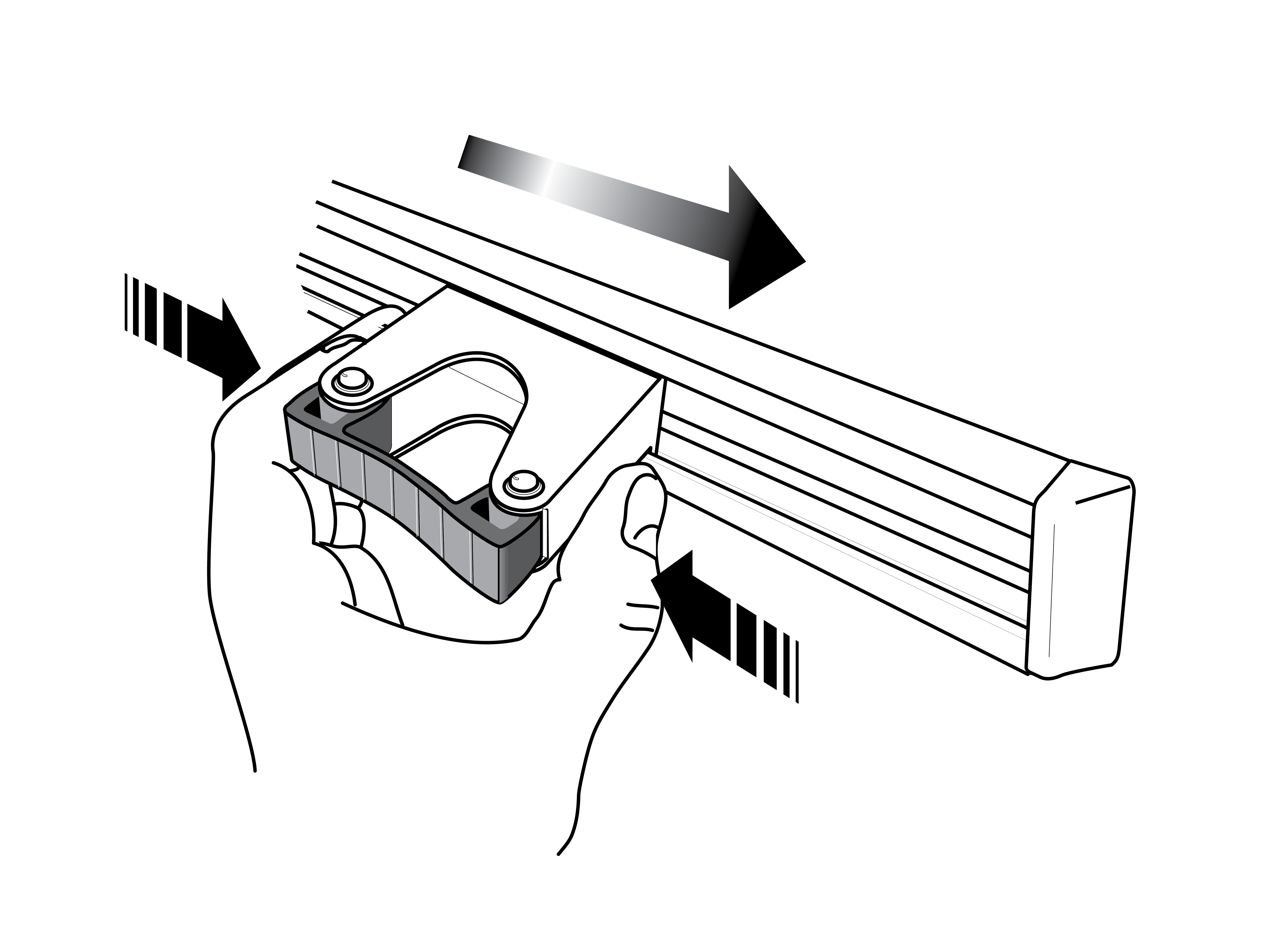 Toolflex Alu-Schiene 90 cm mit weiß Endstücken, bestückt mit 3 Halter 20-30mm und 2 Haltern 30-40 mm in weiß