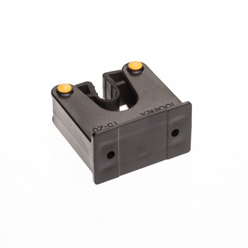 Toolflex Halterung 15-20 mm für Alu-Schiene in schwarz mit gelben Pins im 2er-Pack