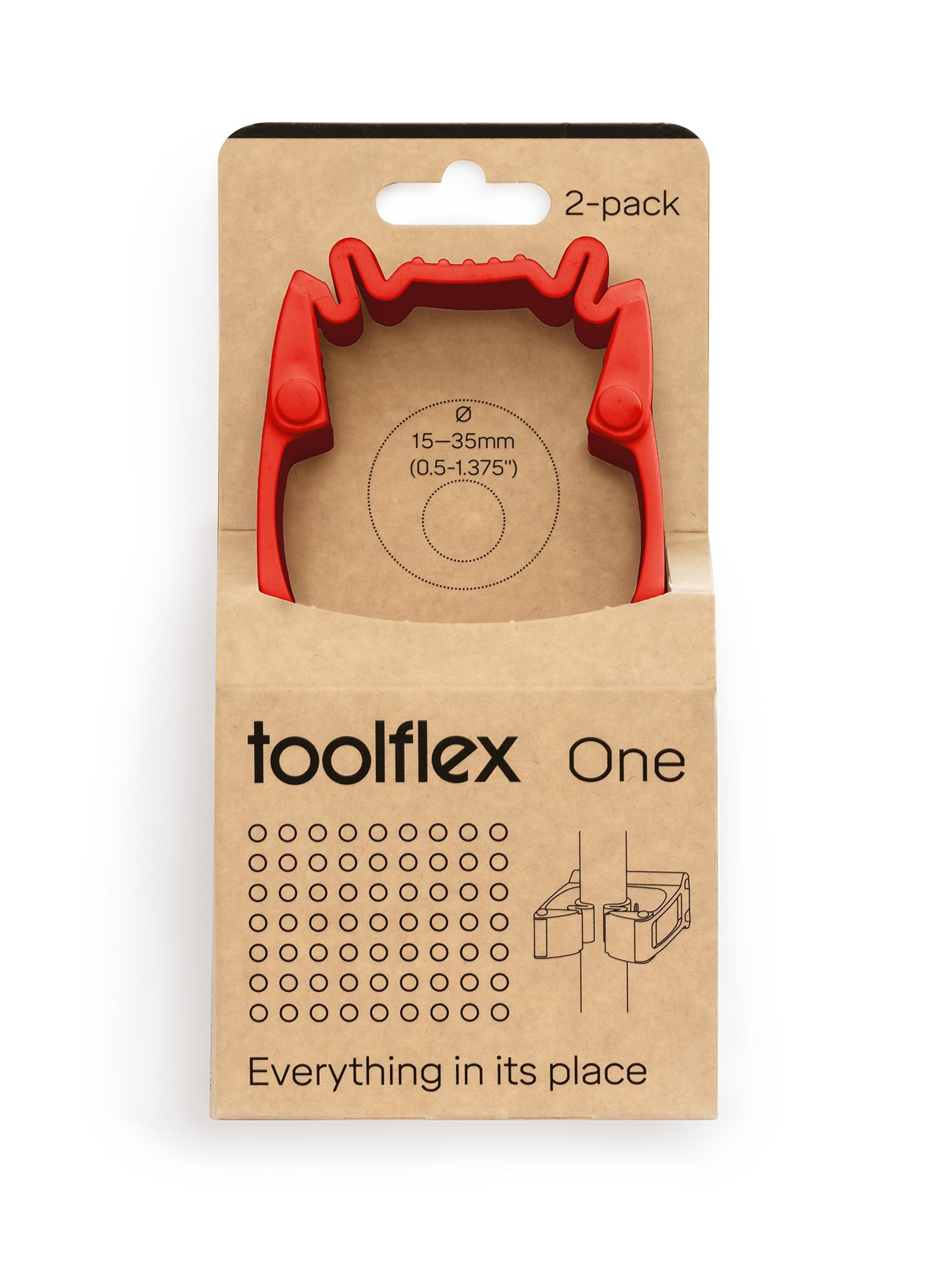 Toolflex One Halter 15-35 mm in rot im 2er-Pack inkl. Toolflex One Adapter in schwarz